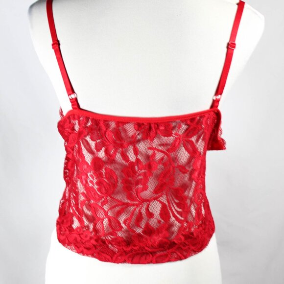 Bold Sexy Red Lace Cropped Cami Plus Size 4XL Adjustable Straps - Picture 5 of 9